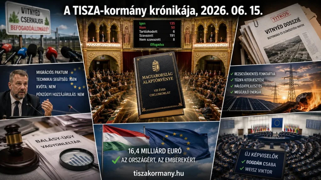 2026. június 15., hétfő. A TISZA-kormányhoz kapcsolódó események