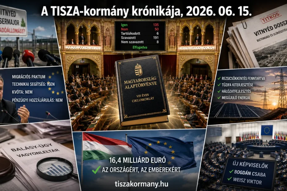2026. június 15., hétfő. A TISZA-kormányhoz kapcsolódó események